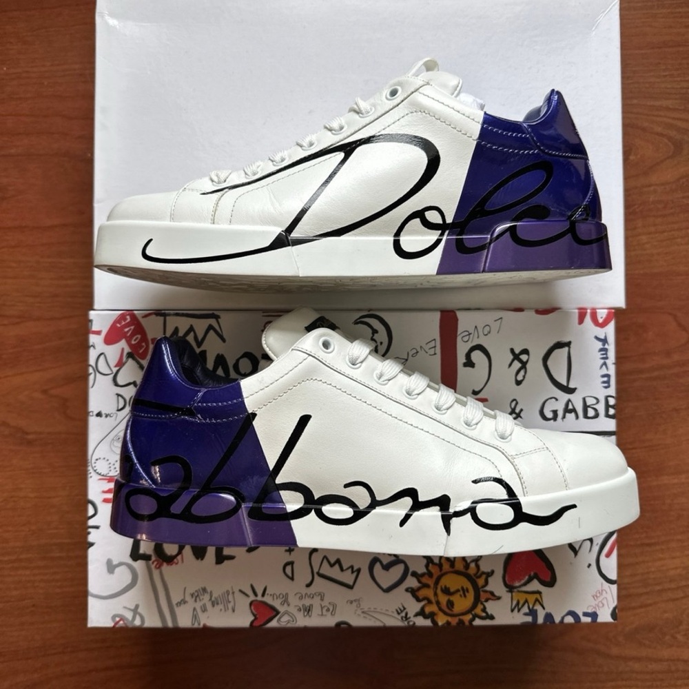 White and Purple Dolce Gabanna Sneakers
